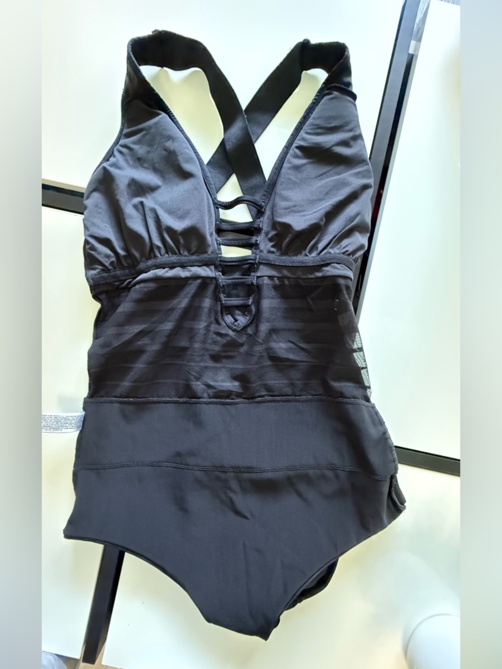 Leonisa "Miracle" Tummy Control Monokini - Sheer Mesh Panels - Black - Picture 11 of 11